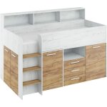 Bim furniture - bureau lit superposé bibliothèque pour enfants neo l cm206x120x138h chêne blanc brut Bim furniture - bureau lit superposé bibliothèque pour enfants neo l cm206x120x138h chêne blanc brut