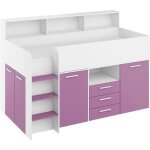 Bim furniture - bureau lit superposé bibliothèque pour enfants neo l cm206x120x138h lavender blanc Bim furniture - bureau lit superposé bibliothèque pour enfants neo l cm206x120x138h lavender blanc