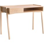 Bureau minimaliste en panneaux de particules 107 x 48 cm avec �tag�re et tiroir pieds en fer marron clair ...