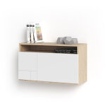 Bureau mural, modle oporto, en mlamine avec porte rabattable. chne clair et blanc