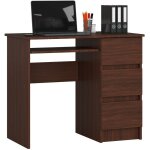 Bureau d'ordinateur akord droit a6 weng 90 cm 3 tiroirs faade weng 1 tagre 90x50x77 cm