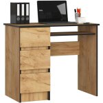 Bureau d'ordinateur akord gauche a6 chne craft 90 cm 3 tiroirs faade chne craft 1 tagre 90x50x77 ...