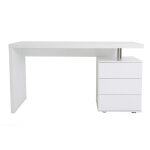 Bureau avec rangements 3 tiroirs design blanc laqu brillant l140 cm calix