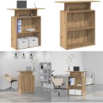 Bureau r�ception ch�ne artisanal 100x40x104 cm bois ing�nierie - comptoir de r�ception - bureau artisanal ...