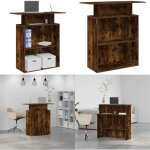 Bureau de r�ception ch�ne fum� 100x40x104 cm bois d'ing�nierie - comptoir de r�ception - bois d'ing�nierie ...