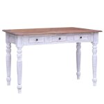 Bureau et tiroirs bureau informatique blanc 117x57x75cm bois de r�cup�ration massif vidaxl