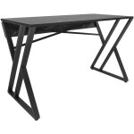 Bureau trteau bois noir effet marbre et pieds mtal noir pilaz 120cm