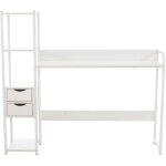 Clp - bureau widnes avec plateau en mdf cadre en tubes d'acier et colonne de rangement blanc / blanc