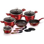Burgundy batterie de cuisine  induction 15 pices aluminium antiadhsif sans pfoa rouge - berlinger ...
