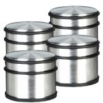 Butoir de porte, lot 4, haut, acier inox, anneaux en caoutchouc, hlp env. 7, 5x9, 5x9, 5 cm, aussi pour ...