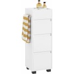 Sobuy - meuble colonne ? 303090 cm, 3 tiroirs + 4 niches + porte?serviettes rglable, mdf laqu blanc ...