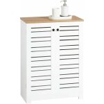 Sobuy - meuble bas de salle de bain 2 portes persiennes avec aimants + tagres rglables, mdf laqu ...