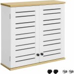 Obuy armoire murale salle de bain avec portes persiennes meuble haut suspendu avec �tag�res r�glables ...