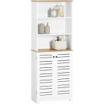 Sobuy - colonne salle de bain avec 3 tagres ouvertes + 2 portes persiennes, mdf laqu, anti?moisi & ...
