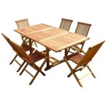 C&l jardin - ensemble salon de jardin en teck aspect huil sidan 6 chaises jumak