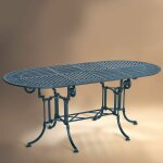 C&l jardin - table de jardin en mtal teide 180 ovale aluminium laqu bleu