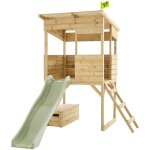 Cabane sur pilotis en bois fsc� avec toboggan vert kaki cimes