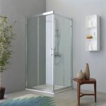Kiamami valentina - paroi angulaire pour douche deux portes coulissantes transparente 80x100 profil flat ...