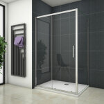 Ocean sanitaire ? cabine de douche 100x90x190 cm ? porte coulissante en verre de s�curit� 5 mm ? profil� ...