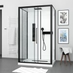 Aurlane - cabine de douche 115x90x210 cm avec receveur + bonde 90mm + grille lin�aire - factory 2