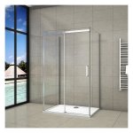 Cabine de douche 120x80x80x195cm forme en u porte de douche coulissante et 2 parois en 8mm verre anticalcaire ...