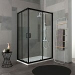 Paroi douche 80x100 h 190 profile noir opaque cristal transparent city Paroi douche 80x100 h 190 profile noir opaque cristal transparent city