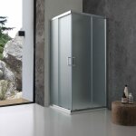 Kiamami valentina ? cabine de douche carr�e 80x80 cm ? verre tremp� opaque 6 mm ? ouverture angulaire ...