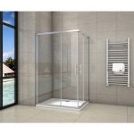 Cabine de douche 90x100x195cm en 6mm verre anticalcaire porte de douche coulissante l'acc�s d'angle