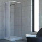 Idralite - parois cabine de douche en pvc h 185 cm mod. acquario 80x90 ouverture latrale