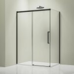 Cabine de douche d'angle verre tremp� 8mm, paroi de douche en coin, portes coulissantes, profil� noir ...