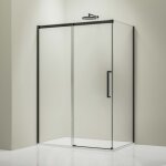 Cabine de douche d'angle verre tremp 8mm, paroi de douche en coin, portes coulissantes, profil noir ...
