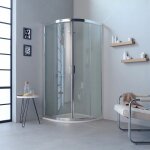 Kiamami valentina - paroi de douche angulaire 90x90 h 195 transparent profils flat portes coulissantes ...
