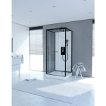 Aurlane - cabine de douche carre 90x90x230cm - extra blanc et profil noir mat - lunar square 90