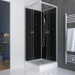 Aurlane - cabine de douche carr�e squary black 2 - 80x80x195 - portes coulissantes en verre tremp� 5mm ...