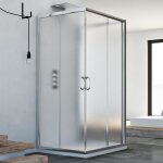 Idralite - cabine de douche coulissante en forme u verre opaque h 185 mod. junior trio 80x100x80 cm rectangula ...