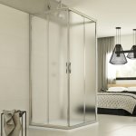 Idralite - cabine de douche coulissante en forme u verre opaque h 198 mod. evolution trio 70x70x70 cm ...