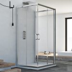 Idralite - cabine de douche coulissante en forme u verre transparent h 185 mod. junior trio 80x90x80 ...