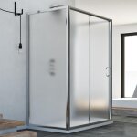 Idralite - cabine de douche en forme u coulissante verre opaque h 185 mod. replay trio 1 porte 80x110x80 ...