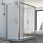 Idralite - cabine de douche en forme u coulissante verre opaque h 185 mod. replay trio 2 portes 90x160x90 ...