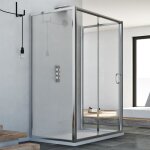 Idralite - cabine de douche en forme u coulissante verre transparent h 185 mod. replay trio 1 porte 70x110x70 ...