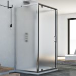 Cabine de douche en forme u pivotante verre opaque h 185 mod. sintesi trio 1 porte 75x90x75 ouv. 90 cm ...