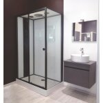 Zen - cabine de douche hydromassante radio nogea - sans silicone - noir mat - 120x80cm - ondee