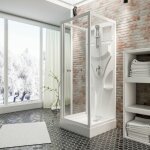Cabine de douche intgrale 80 x 80 x 210 cm, verre de scurit 5 mm, cabine de douche complte, blanc ...