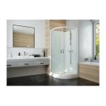 Cabine de douche izi glass2 leda 1 / 4 de rond - porte coulissante - verre transparent - 90 cm