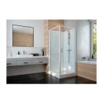 Cabine de douche izi glass2 leda - carr�e - portes pivotantes - verre transparent - 80 x 80 cm