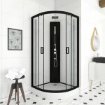 Aurlane - cabine de douche lift up black 1 / 4 de cercle 85x85x235cm