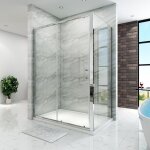 Sirhona - cabine de douche - verre tremp� - cadre en aluminium - porte coulissante extensible avec porte ...