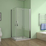 Cabine de douche120x90x185cm 2 portes de douche pivotante et pliante verre anticalcaire