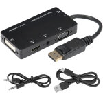 C�ble adaptateur displayport vers hdmi vga dvi audio 4 en 1 multifonction