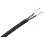 C�ble d'alimentation rs pro 2x0, 5 mm�, gaine pvc noir, 100m ( prix pour bobine de 100 m�tres )